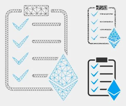 Ethereum Smart Contract Vector Mesh Network Model and Triangle Mosaic Icon Stock Illustration