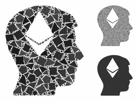 Ethereum thinking head Composition Icon of Ragged Elements Stock Illustration