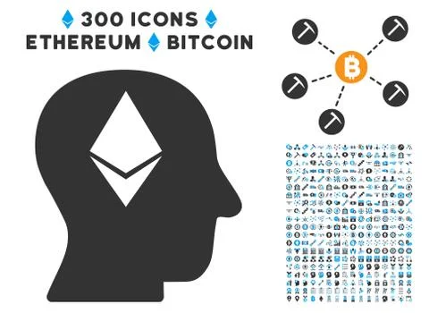 Ethereum Thinking Head Flat Icon with Clip Art イラスト素材