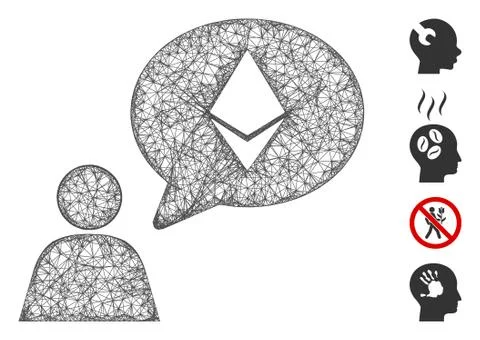 Ethereum Thinking Person Web Vector Mesh Illustration Stock Illustration