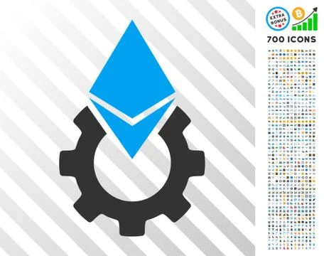 Ethereum Tools Gear Flat Icon with Bonus Stock Illustration