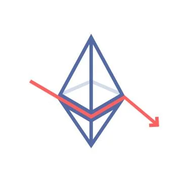 Ethereum value fallen like monetary loss Stock Illustration