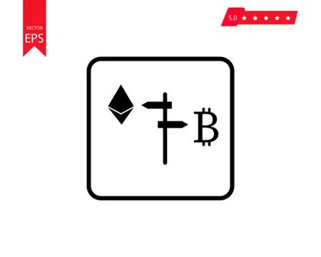 Ethereum vs Bitcoin icon for internet money. Crypto currency symbol and coin  스톡 일러스트