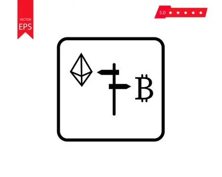 Ethereum vs Bitcoin icon for internet money. Crypto currency symbol and coin  Stock Illustration
