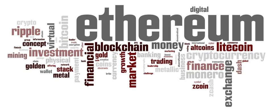 Ethereum word cloud Stock Illustration