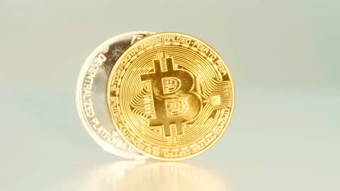 Etherium and Bitcoin symbols coin rotating. Loop. Video stock 89948513