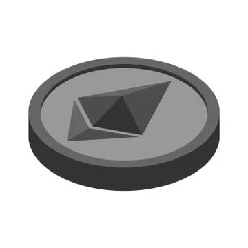 Etherium coin isolated. Cryptocurrency on white background. Vector illustrati Stock Illustration
