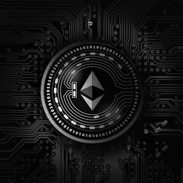 Etherium cryptocurrency coin on colorful background, cryptocurrency concept Stock Illustration