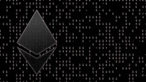 Etherium cryptocurrency in digital cyberspace. background or screensaver Stock Footage 86448083