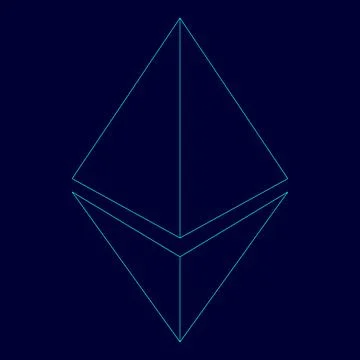 Etherium low poly triangulation triangulated polygonal electric cyan blue v.. Stock Illustration
