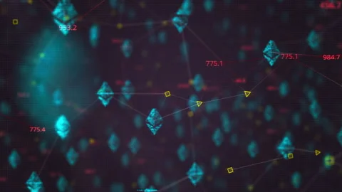Etherium Network Visualization. Colourful 4k Animation Stock Footage 200580216