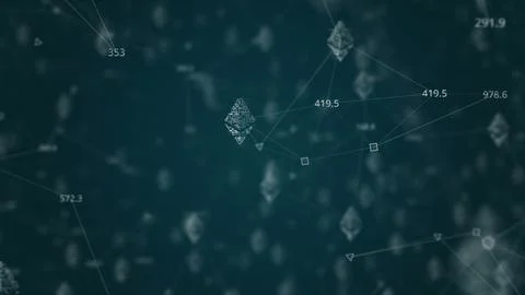 Etherium Network Visualization. Colourful 4k Animation イラスト素材