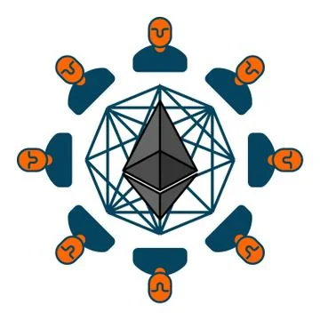 Etherium pool. Extraction of Cryptocurrency. Mining is virtual money. Vector  Stock Illustration