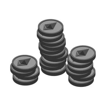 Etherium stack. Cryptocurrency on white background. Virtual money. Vector ill 库存插图