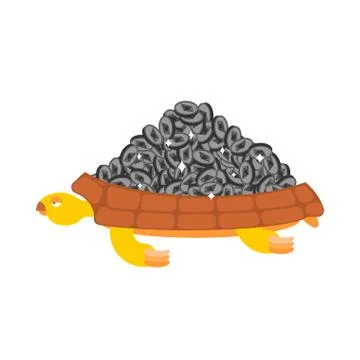 Etherium is treasure. Turtle and Cryptocurrency. Vector illustration Stock Illustration