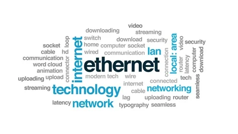 Ethernet animated word cloud. Kinetic typography. Stock Footage 105871815