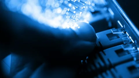Ethernet cable and server with Fiber optics background, shot in HD Stock Footage 65823377
