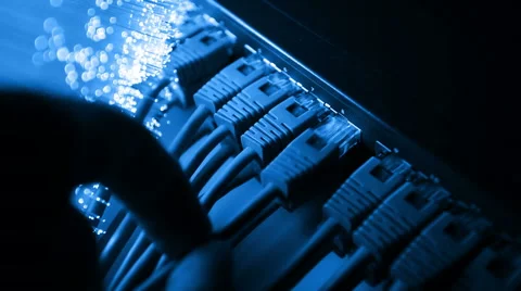Ethernet cable and server with Fiber optics background, shot in HD Stock Footage 65823527