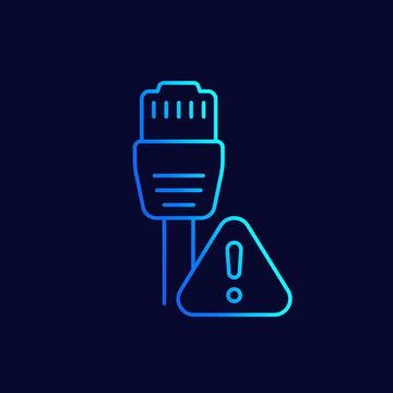 Ethernet cable and warning line vector icon 스톡 일러스트