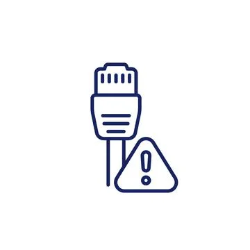 Ethernet cable and warning line icon 스톡 일러스트