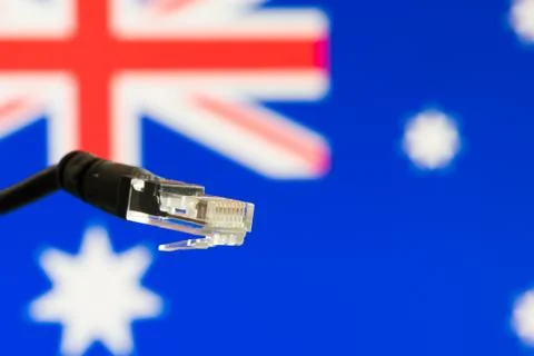 Ethernet cable with Australian  flag in the background Stock-Fotos