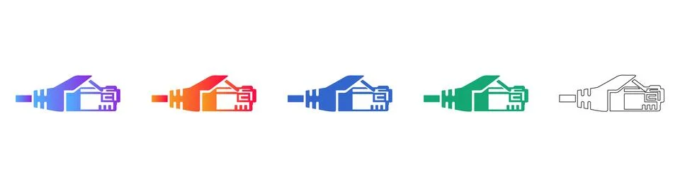 Ethernet Cable Connector Icon Set Stock Illustration