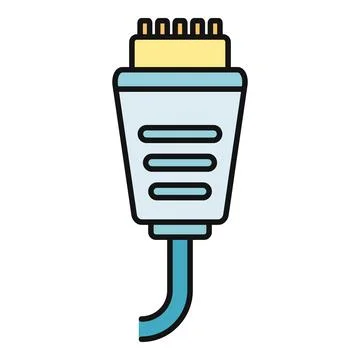 Ethernet cable connector plug technology connection icon Stock Illustration
