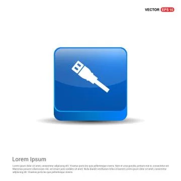 Ethernet Cable Icon - 3d Blue Button Stock Illustration