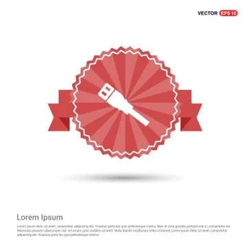 Ethernet Cable Icon - Red Ribbon banner 스톡 일러스트