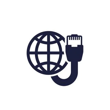 Ethernet cable, network icon, pictogram on white Stock Illustration