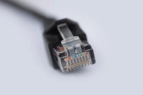 Ethernet cable plug connector. Network connection, internet communication Stock Photos