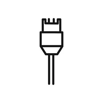 Ethernet cable plug icon linear vector graphics sign Stock Illustration