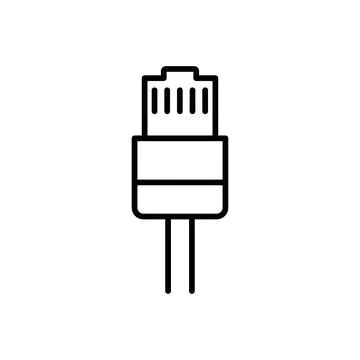 Ethernet Cable Plug Icon for Network Connections, Internet Access, and IT I.. Stock Illustration