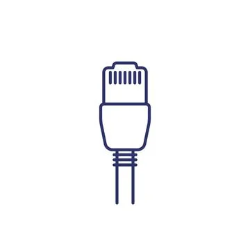 Ethernet cable with a plug, line icon Stock Illustration