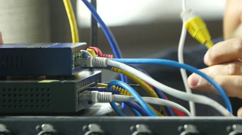 Ethernet cable plugged in close up Video stock 55273070