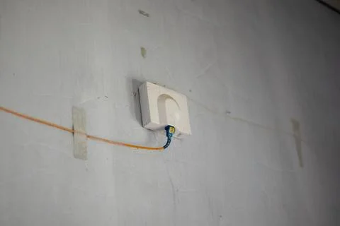 Ethernet Cable Plugged Into Wall Socket Stock-Fotos