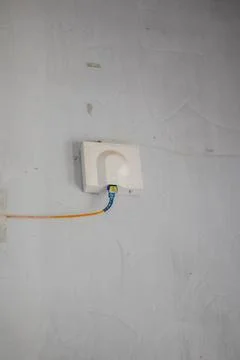 Ethernet Cable Plugged Into Wall Socket. Stock Photos