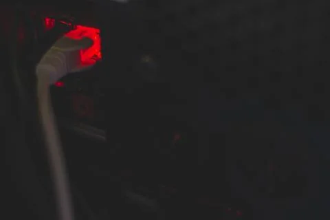 Ethernet cable with red light Stock Photos