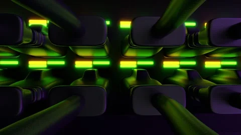 Ethernet Cables Connected to Modem with Digital Binary Code Streaming Informatio Stock Footage 252844908