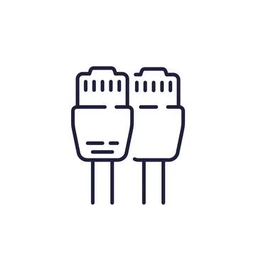 Ethernet cables line icon, vector Stock Illustration