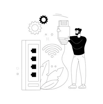 Ethernet connection abstract concept vector illustration. Stock Illustration