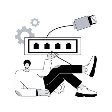 Ethernet connection abstract concept vector illustration. Stock Illustration