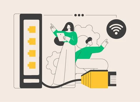 Ethernet connection abstract concept vector illustration. Stock Illustration