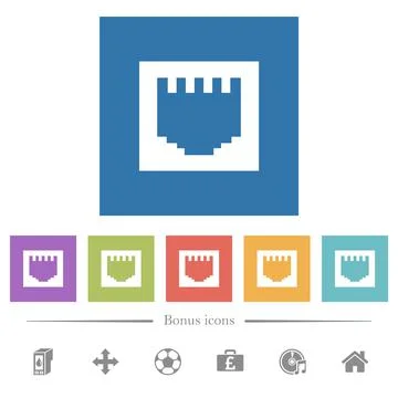 Ethernet connector flat white icons in square backgrounds Stock Illustration