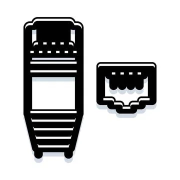 Ethernet connector plug and port connection icon Stock Illustration