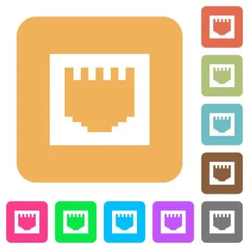 Ethernet connector rounded square flat icons Stock Illustration