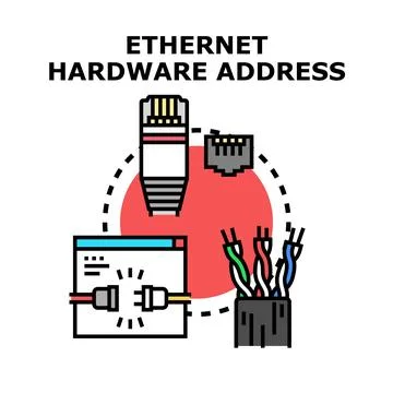 Ethernet hardware address creating local area network connection Stock Illustration