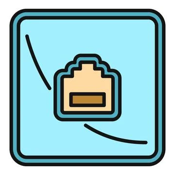 Ethernet jack flat icon symbolizing network connection Stock Illustration