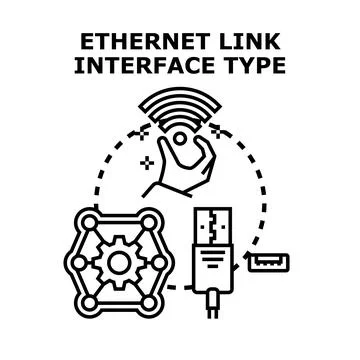 Ethernet link interface type conceptual illustration Stock Illustration