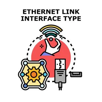 Ethernet link interface type conceptual illustration Illustrazione stock